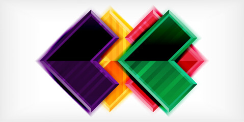 Poster - Arrow symbols created with 3d effects and line texture geometric abstract background