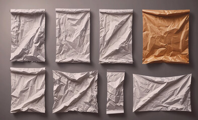 Poster - Series of torn pieces of paper with one of them being brown