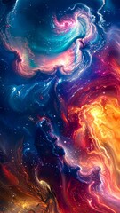 Wall Mural - Cosmic dance of colors in the deep universe