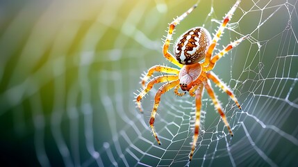 A spider is sitting on a web