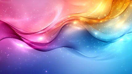 Wall Mural - Abstract background with flowing, colorful waves and shimmering lights.