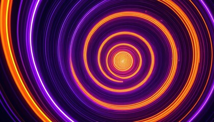 Vibrant neon light spiral with dynamic swirling patterns in motion