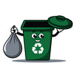 © Tracy - Cartoon Recycling Bin with Trash Bag Illustration