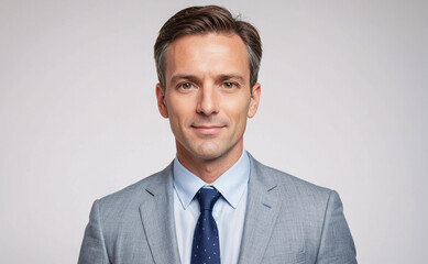 Poster - Man wearing a suit and tie is smiling for the camera