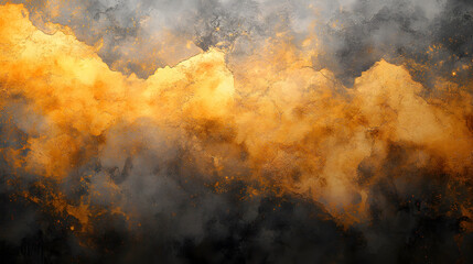 Poster - A vibrant, abstract representation of swirling smoke and clouds, blending shades of gray and orange in an artistic display.