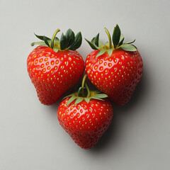 Canvas Print - Fresh strawberries arranged beautifully on light background, showcasing their vibrant red color and green leaves, perfect for culinary presentations or healthy snacks