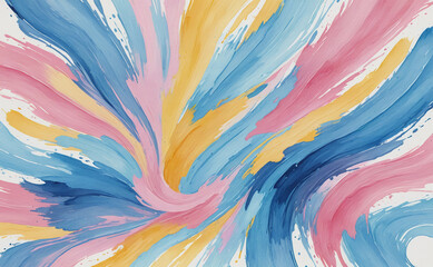 Poster - painting with blue, pink, and yellow colors