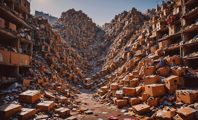 Poster - Mountain of cardboard boxes