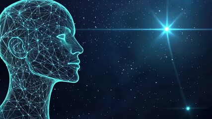 Aufkleber - Artificial intelligence concept with a human head made of connecting lines and dots representing the neural network, symbolizing the future of ai
