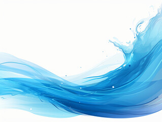 Poster - A vibrant abstract illustration of fluid blue waves gracefully flowing across a white background, symbolizing movement and tranquility for graphic resources.