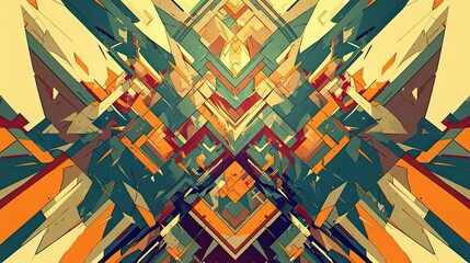 Poster - Abstract Geometric Pattern with Yellow, Orange, and Green Shapes