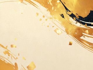 Poster - An abstract illustration featuring golden brush strokes and sparkling details against a neutral background, conveying elegance and artistic expression for graphic resources.