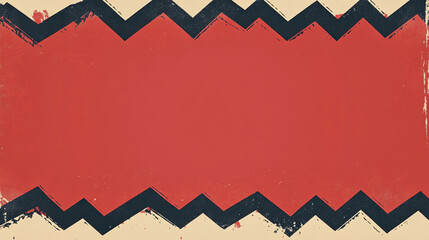 Wall Mural - Bold red zigzag frame with contrasting black edges, ideal for eye-catching and edgy designs.