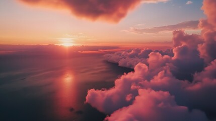 Wall Mural - flying in bright sunset clouds