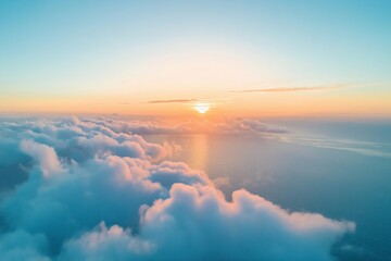 Wall Mural - flying in bright sunset clouds