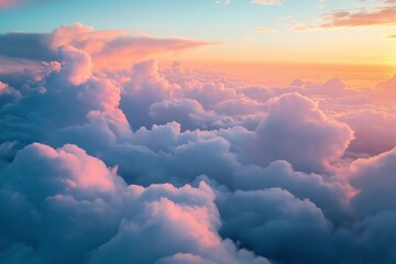Wall Mural - flying in bright sunset clouds
