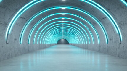Aufkleber - Explore the futuristic design of an illuminated tunnel
