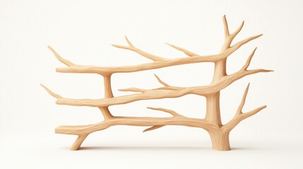 Aufkleber - Elegant wooden branch display shelving enhances home decor
