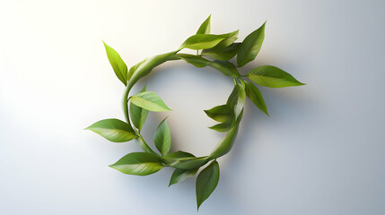 Wall Mural - green leaves arranged in a circle on a white background. (1)