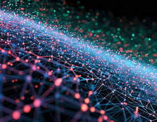 Poster - The structure of the network connection of points and lines. Data technology. Digital background. 3D rendering.