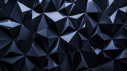 Poster - An abstract geometric surface featuring sharp, angular facets in deep shades of black.