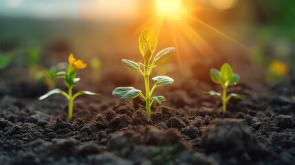 Poster - The seed is visible on the soil. It is before sprouting. It must emerge from the soil.