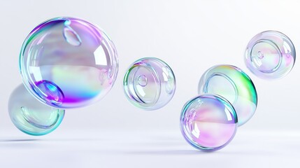 Poster - A mesmerizing collection of colorful soap bubbles floating gracefully in the air.