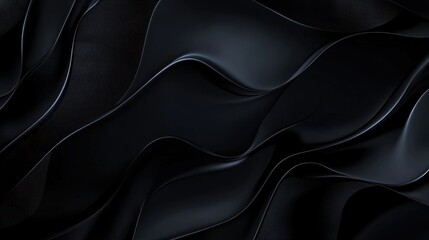 Poster - Abstract waves of dark textured material create a dramatic and fluid appearance, ideal for background use.