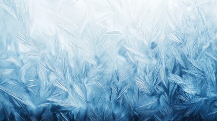 Poster - Intricate frost patterns create a delicate, icy tapestry in varying shades of blue and white.