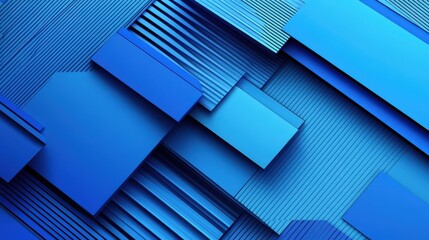 Poster - An abstract composition of layered blue shapes and lines, creating a modern and dynamic visual texture.