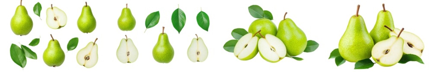 Poster - The fruit of a green pear is isolated against a transparent background