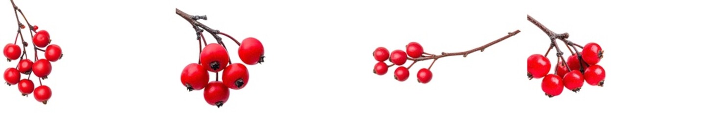 Aufkleber - PNG isolated on transparent background of branches of red berries. Christmas decoration red berries holly.
