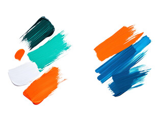 Poster - An abstract liquid paint stroke in orange, turquoise, and cyan