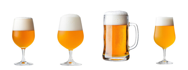 Poster - White background with an isolated yellow pint glass with a cap of foam.