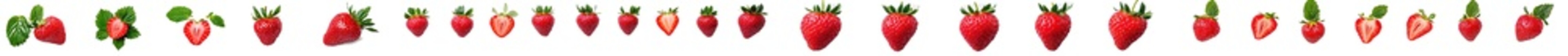 Poster - An isolated white background shows a large collection of fresh strawberries