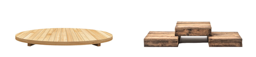 Poster - A wooden stage with an empty background is isolated on a transparent one