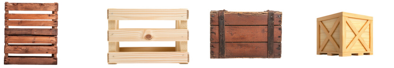 Poster - An empty wooden crate isolated on a transparent background