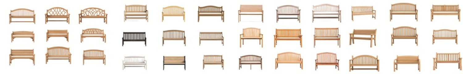 Poster - An isolated set of wooden benches on a transparent background
