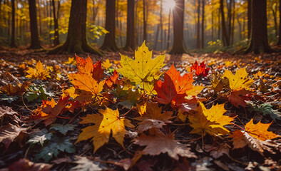 Aufkleber - Pile of leaves on the ground