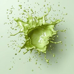 Poster - Experience the visual impact of a vibrant green liquid splash creating dynamic shapes in motion