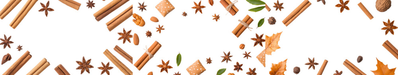 Poster - Cinnamon sticks and anise cutouts isolated on transparent backgrounds