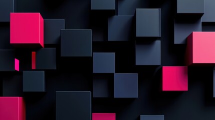 Poster - An abstract arrangement of black and pink cubes creates a striking visual contrast and a modern aesthetic.
