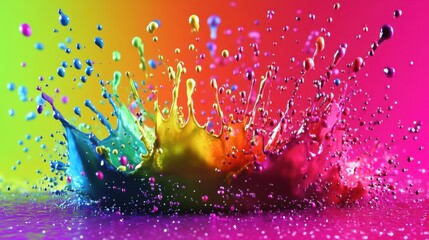 Poster - A vibrant splash of colorful liquid against a gradient backdrop, creating a captivating, dynamic visual effect.