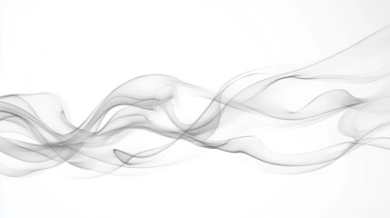 Poster - Abstract flowing smoke patterns in shades of gray, creating a serene and ethereal atmosphere.