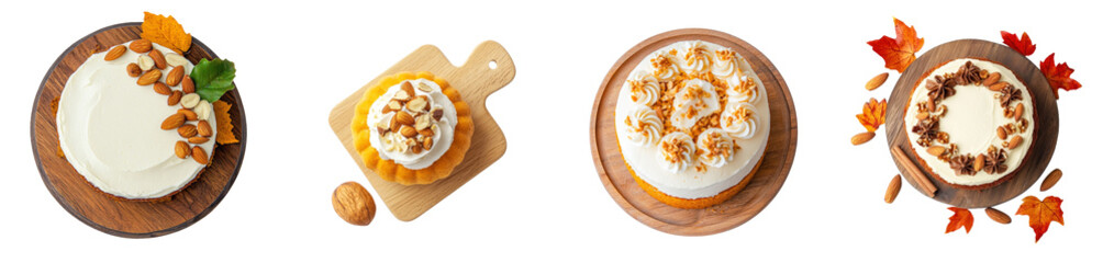 Poster - Top view of cake with nuts isolated on transparent background