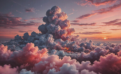 Poster - Large cloud of pink and white clouds in the sky