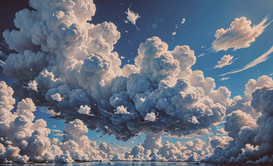Poster - Large cloud of white clouds in the sky