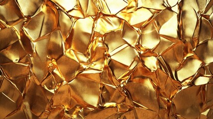 Poster - A stunning close-up of crumpled gold foil, showcasing rich, warm hues and intricate textures.