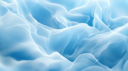 Poster - Soft blue waves of translucent fabric flow gracefully, creating a serene and dreamy atmosphere.