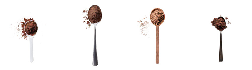 Poster - On a transparent background, a spoon with cocoa powder is isolated